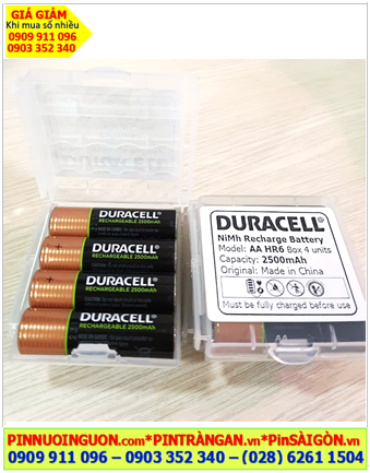 Duracell AA2500mAh, Pin sạc AA 1.2v NiMh Duracell AA2500mAh HR6 chính hãng (Box 04viên) /B.hành 06 tháng